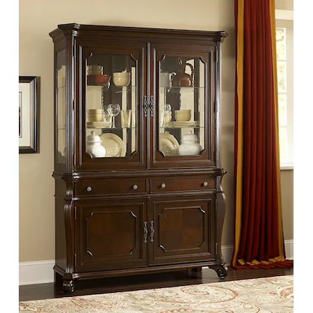 China Hutch with Mirror Back and Glass Doors